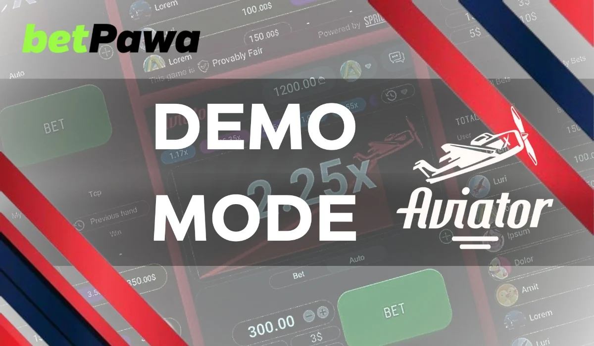 Fundo de jogo de Aviator com logotipo betPawa e inscrição Demo mode