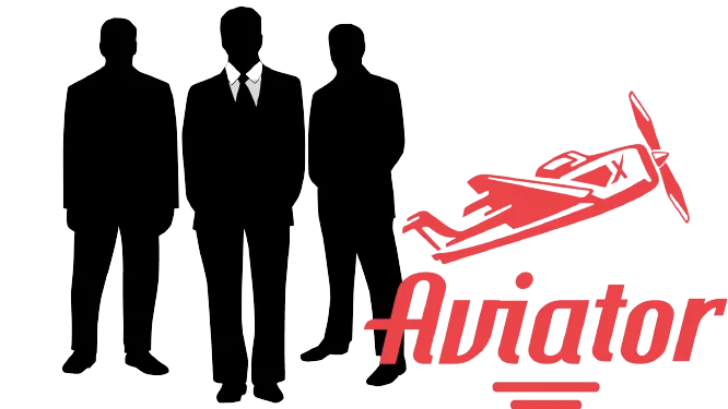 Experiência de três especialistas e logotipo do jogo Aviator
