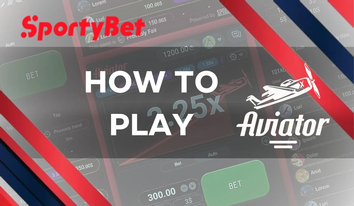 Aviator game background with sportybet logo and inscription how to play