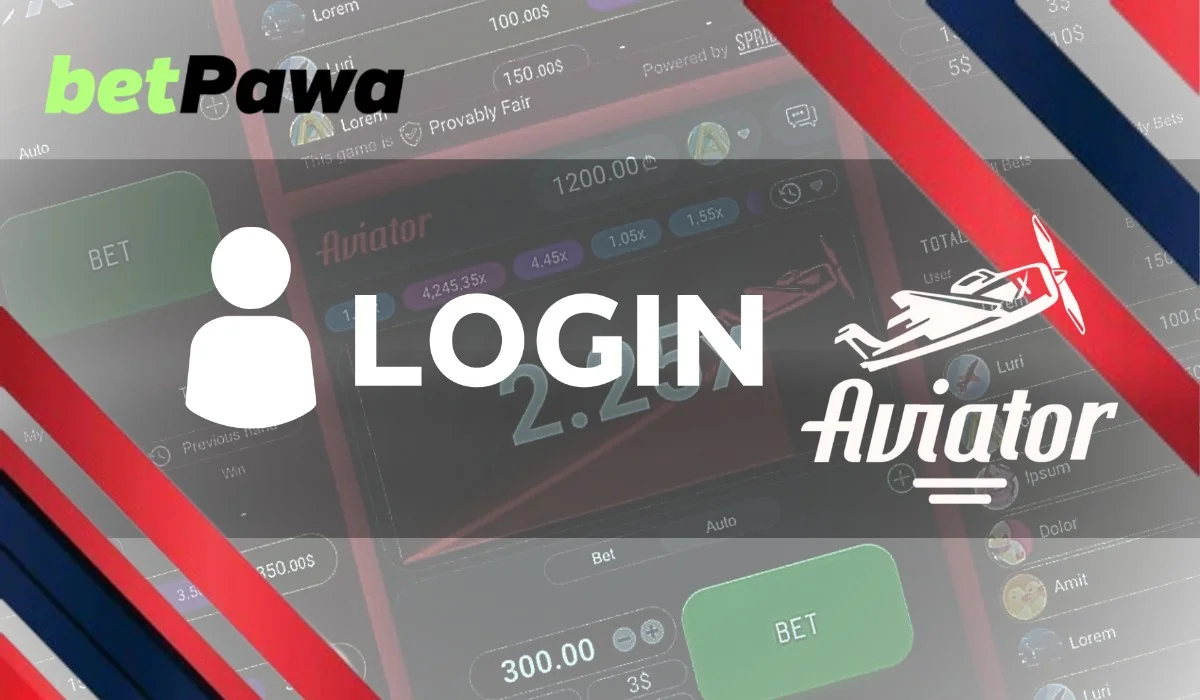 Aviator game background with betPawa logo and inscription login