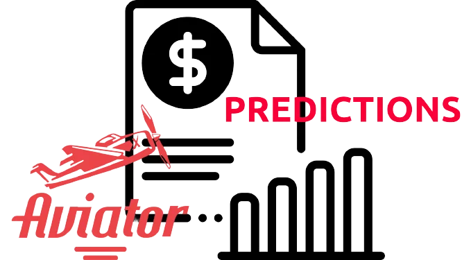 List with dollars and network lines background and Aviator game logo with inscription of predictions